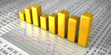 golden business charts 3d illustration yellow