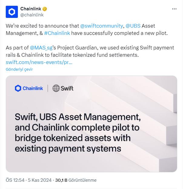 Swift, UBS ve Chainlink ile Finans Dünyasında Devrim